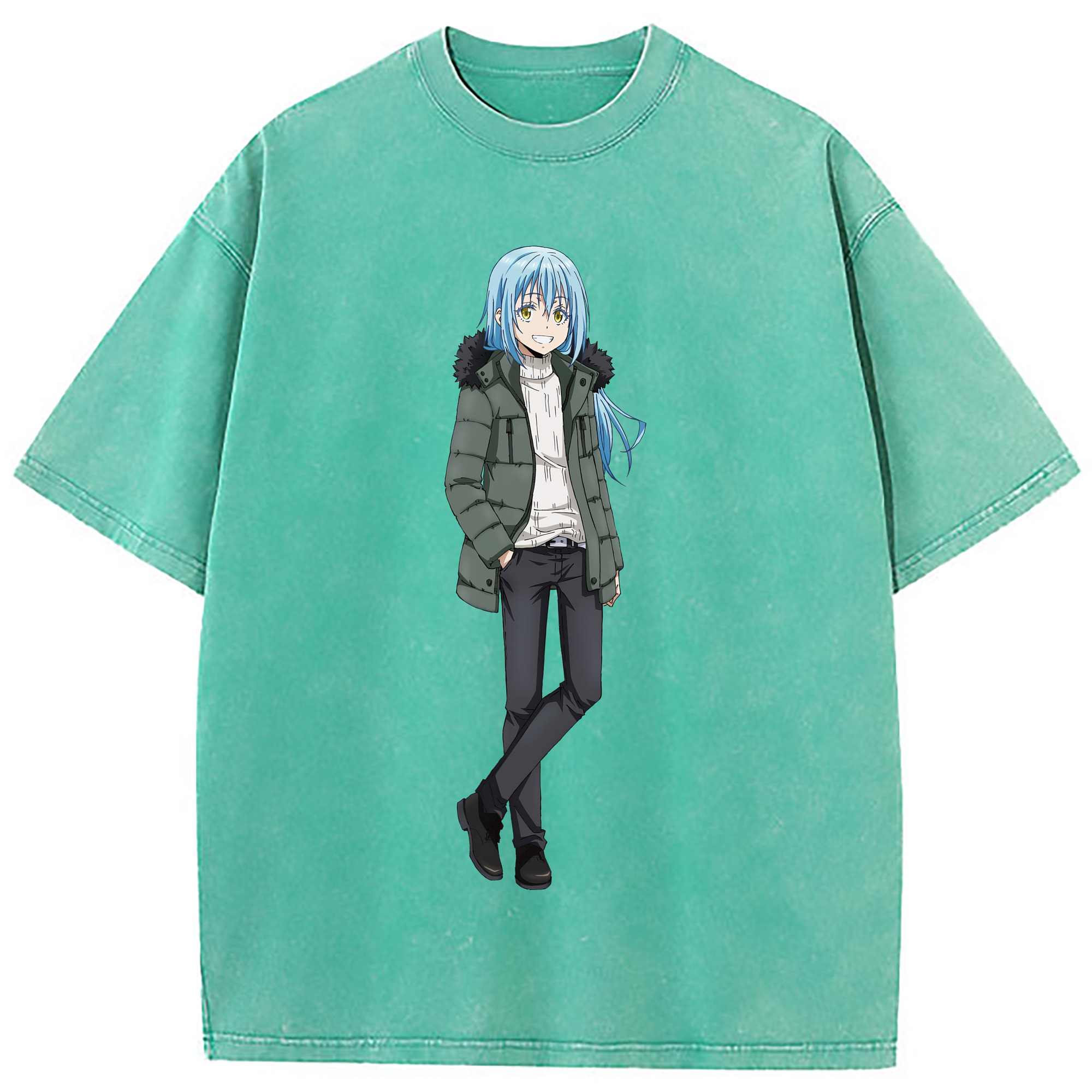 （画像用） 転スラ Regarding Reincarnated to Slime 綿100% ヴィンテージ風 半袖Tシャツ（フロントプリント）